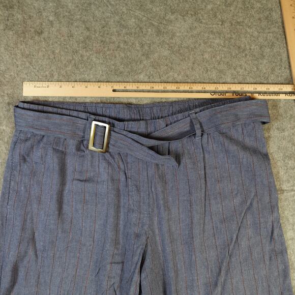 J. Jill Pants Womens Large Linen Stretch Wide Leg Crop Beachy Lagenlook Belted - Picture 2 of 10